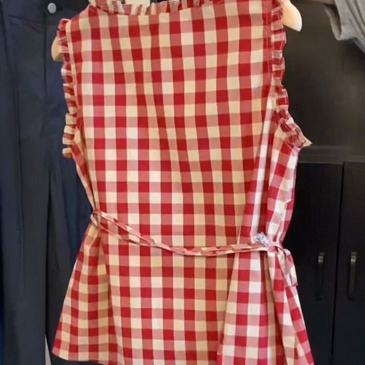 Retro rood geruit mouwloos ves - Corset Waist Cinch recensie en prijs