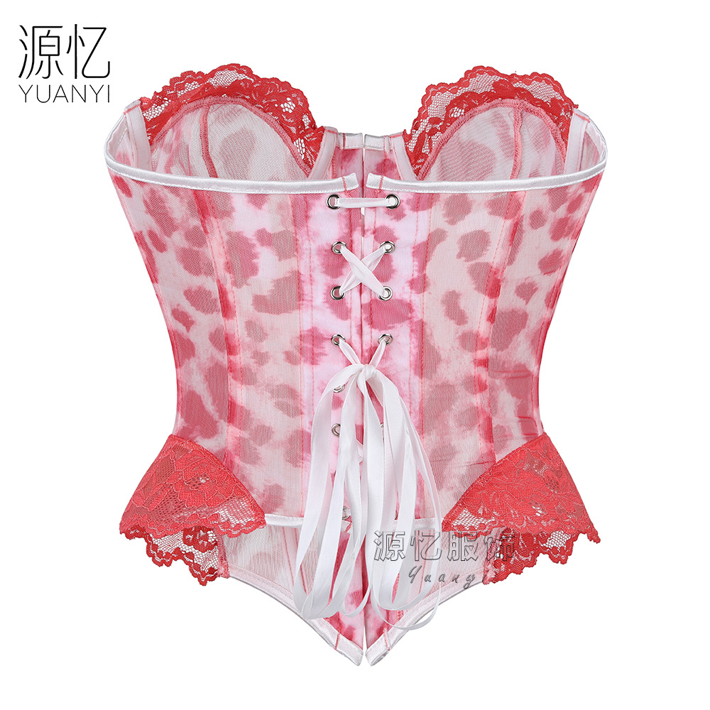 Roze luipaardprint kanten cors - Corset Waist Cinch recensie en prijs